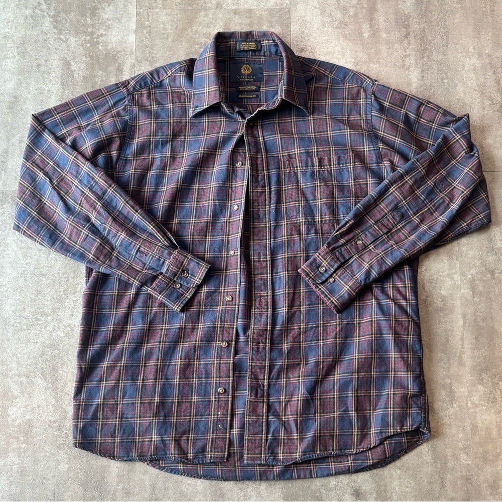 Vintage Viyella Flannel Shirt Cotton Wool Blend Mens XL Made in Canada